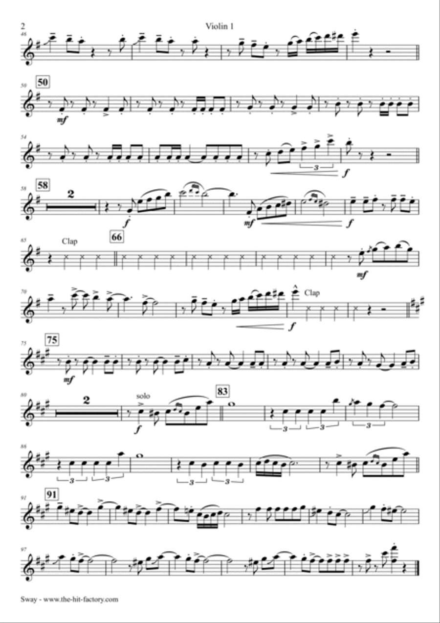 Sway (quien Sera) String Quartet scores gallery preview page 6