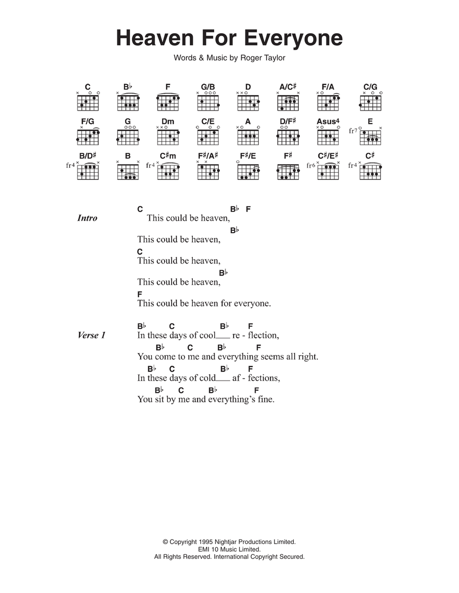 Heaven For by Queen - Guitar - Digital Sheet Music | Music Plus