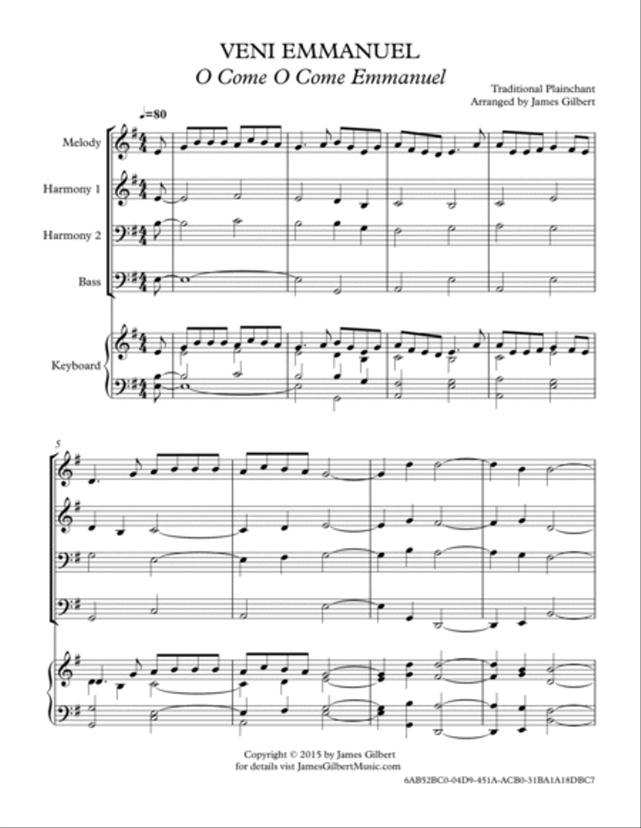 VENI EMMANUEL (O Come, O Come, Emmanuel) Small Ensemble scores gallery preview page 2