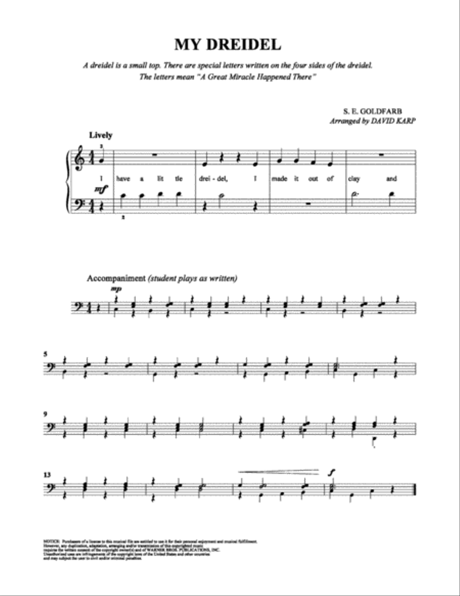My Dreidel Easy Piano scores gallery preview page 1