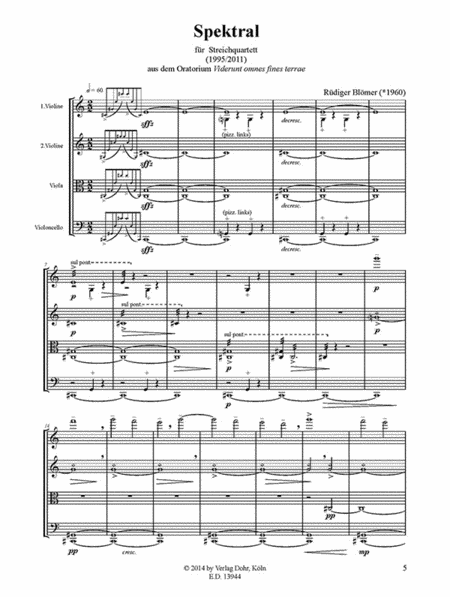 Spektral für Streichquartett (1995/rev. 2011) (aus dem Oratorium "Viderunt omes fines terrae")