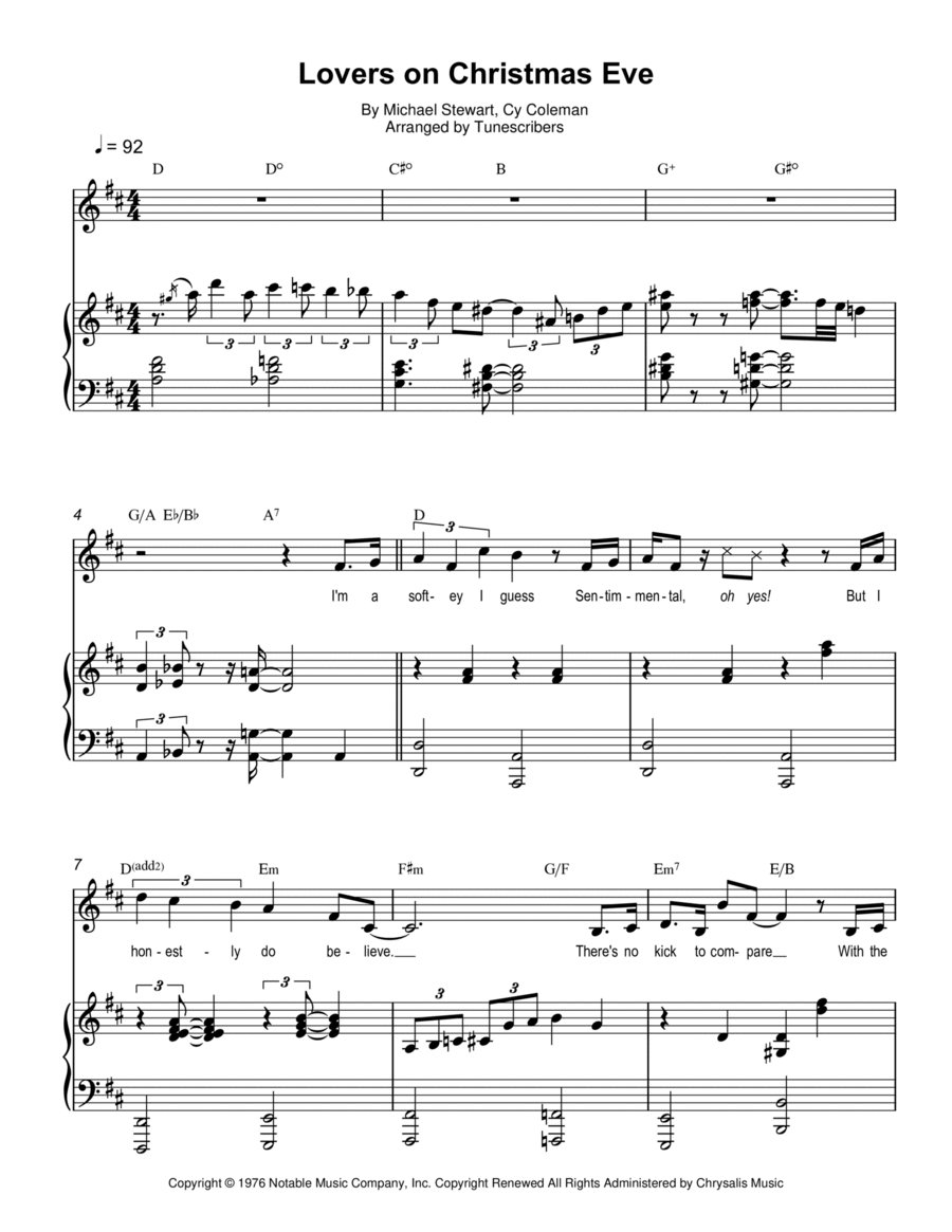 Lovers On Christmas Eve Lovers On Christmas Eve Voice scores gallery preview page 1