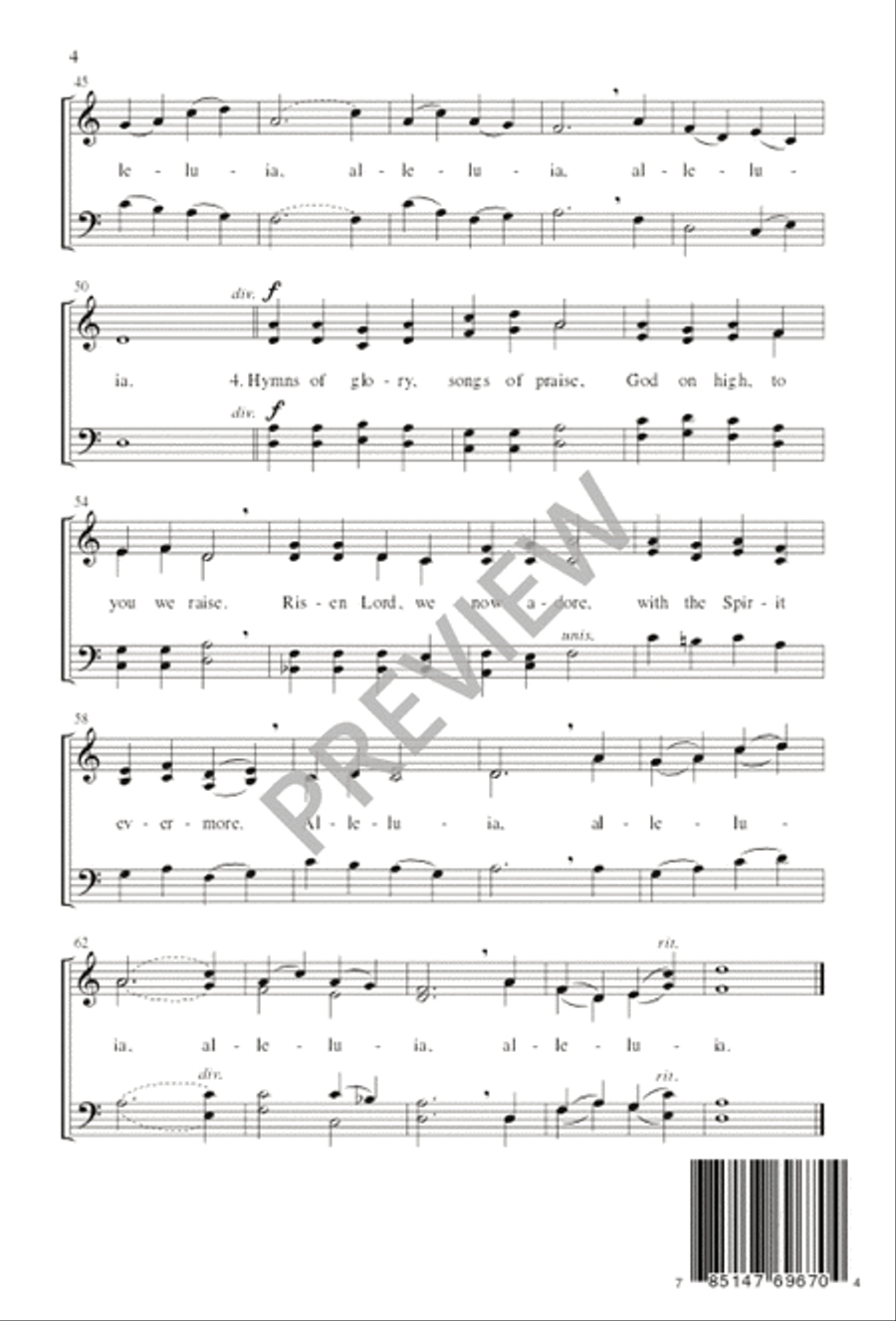 Christ the Lord Is Risen Today 4-Part scores gallery preview page 5