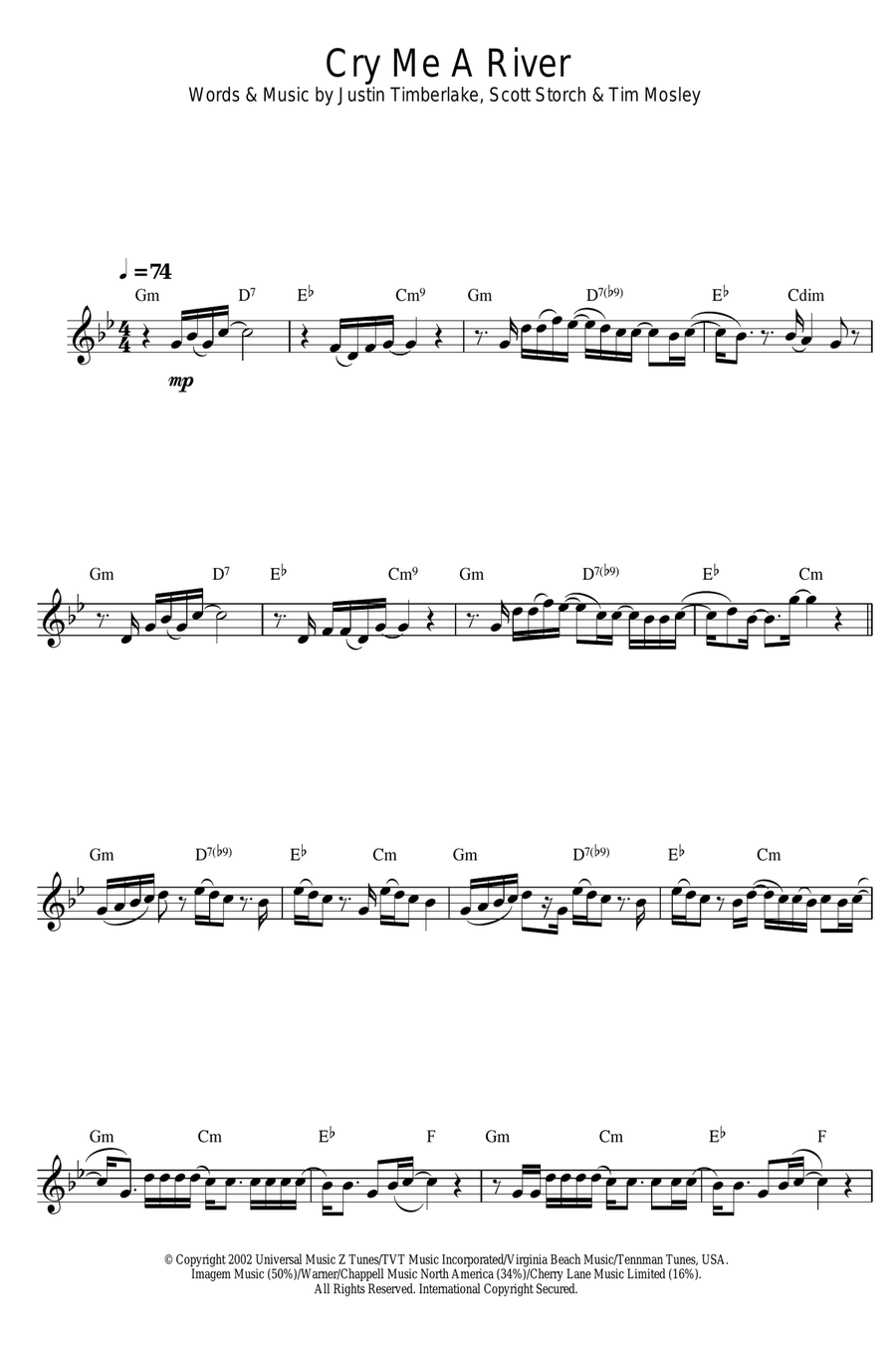 Cry Me A River Cry Me A River Alto Saxophone scores gallery preview page 1