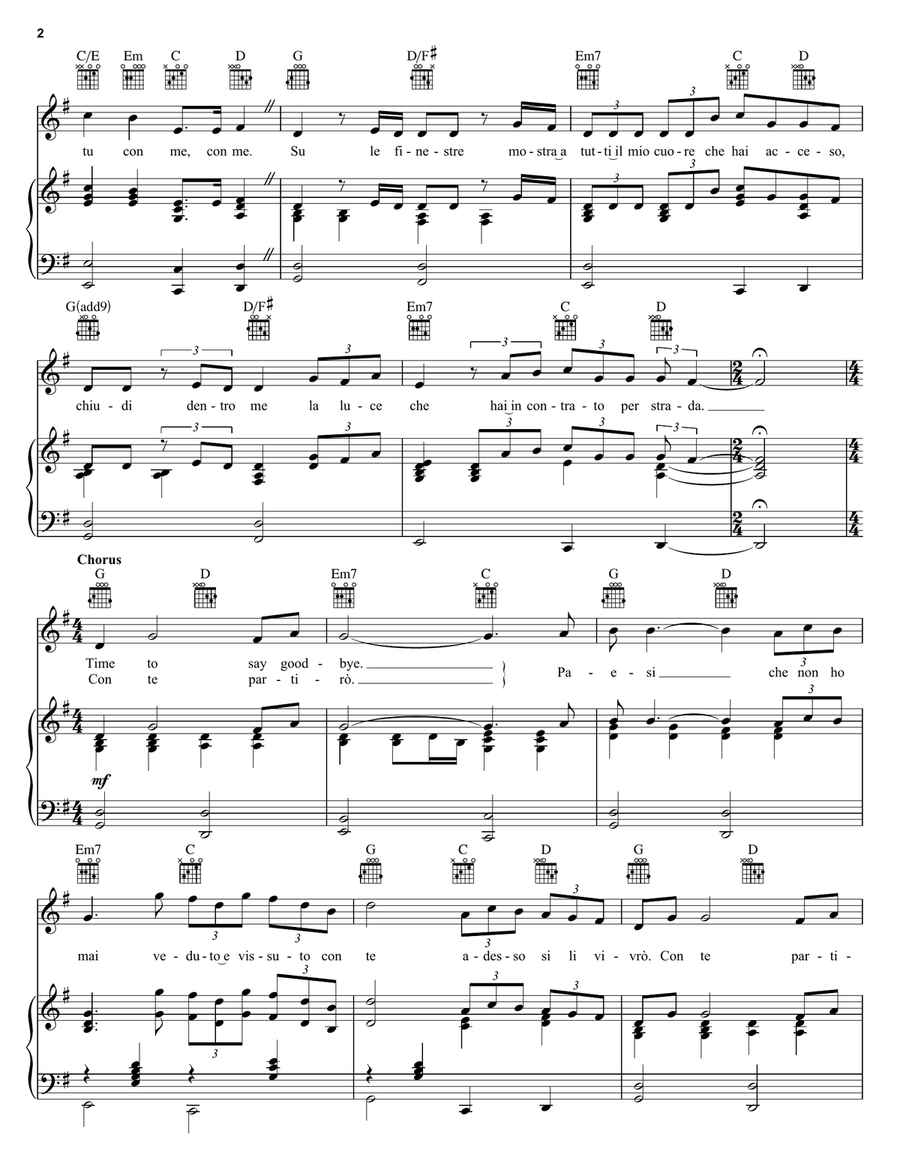 Time To Say Goodbye Time To Say Goodbye Piano, Vocal, Guitar scores gallery preview page 2
