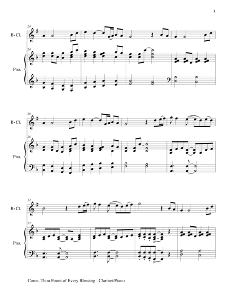 COME, THOU FOUNT OF EVERY BLESSING (Bb Clarinet/Piano and Clarinet Part)