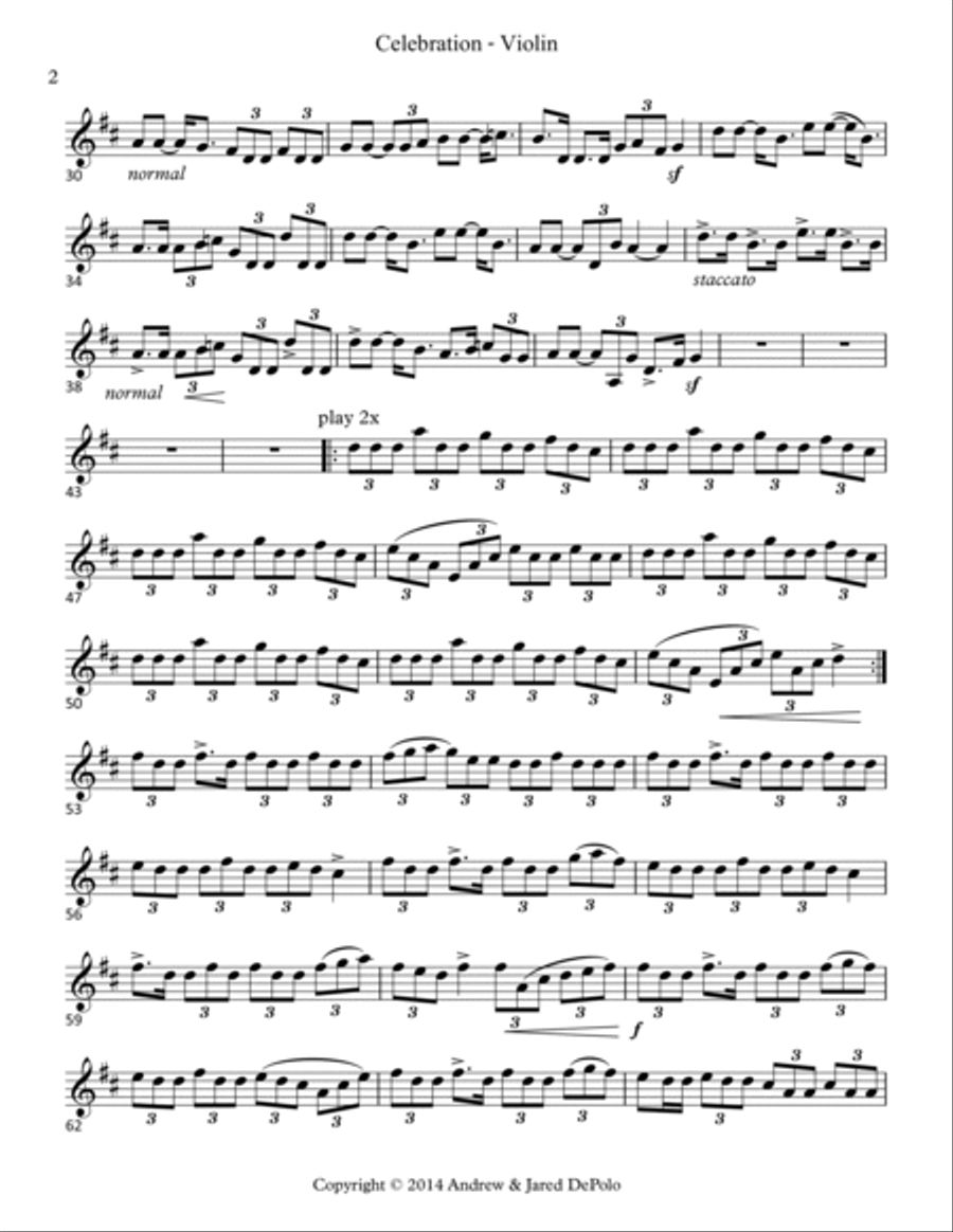 Rhythm in the Night - Celebration - Violin Violin Solo scores gallery preview page 2