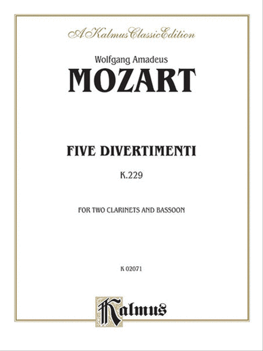 Five Divertimenti, K. 229 Woodwind Trio scores gallery preview page 1