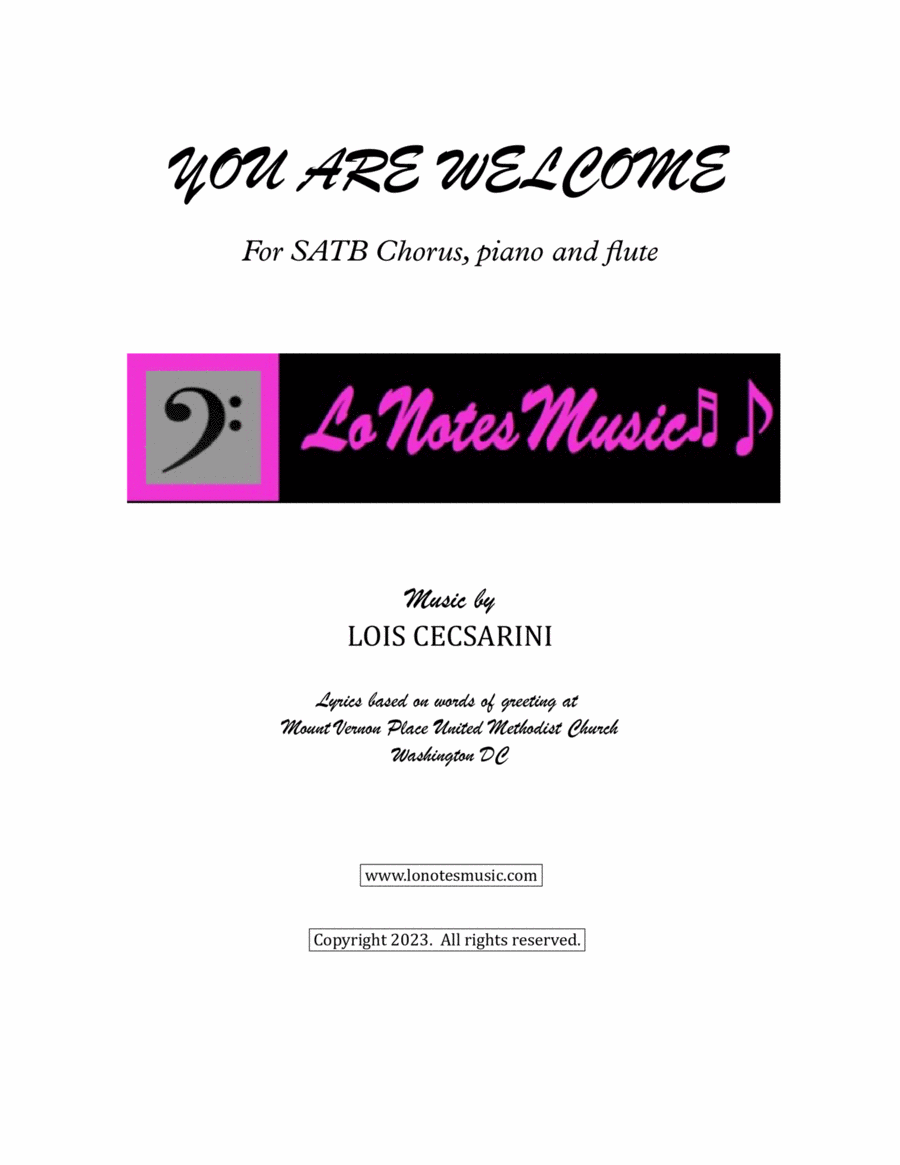 YOU ARE WELCOME YOU ARE WELCOME 4-Part scores gallery preview page 1