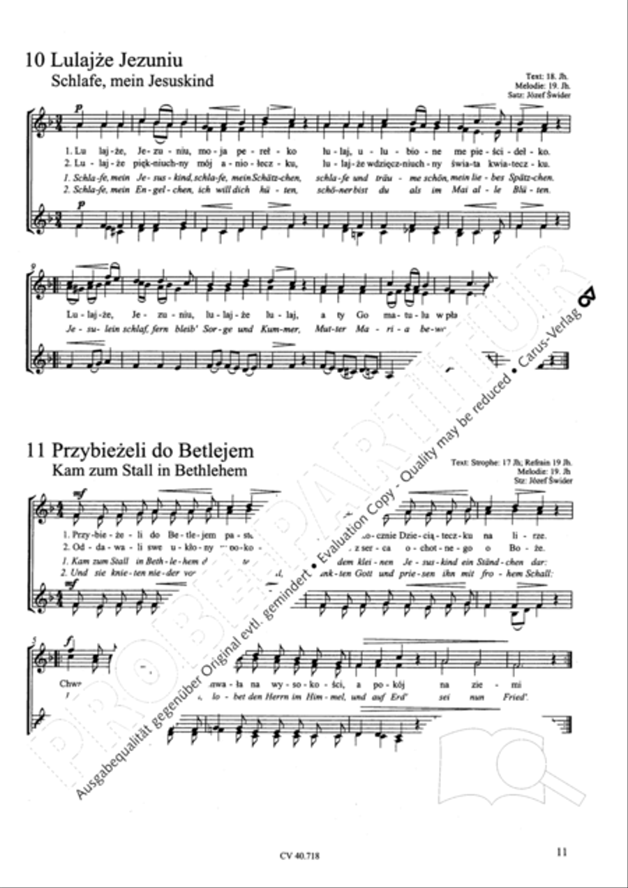 Zwolf polnische Weihnachtslieder fur Frauen- oder Kinderchor a cappella A Cappella scores gallery preview page 12
