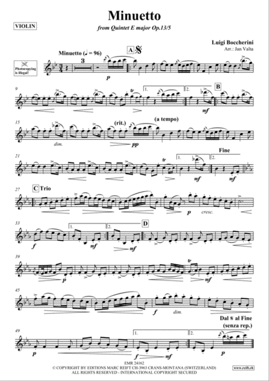 Minuetto Violin Solo scores gallery preview page 2