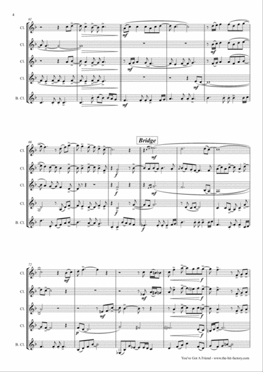 You've Got A Friend Clarinet Quintet scores gallery preview page 4