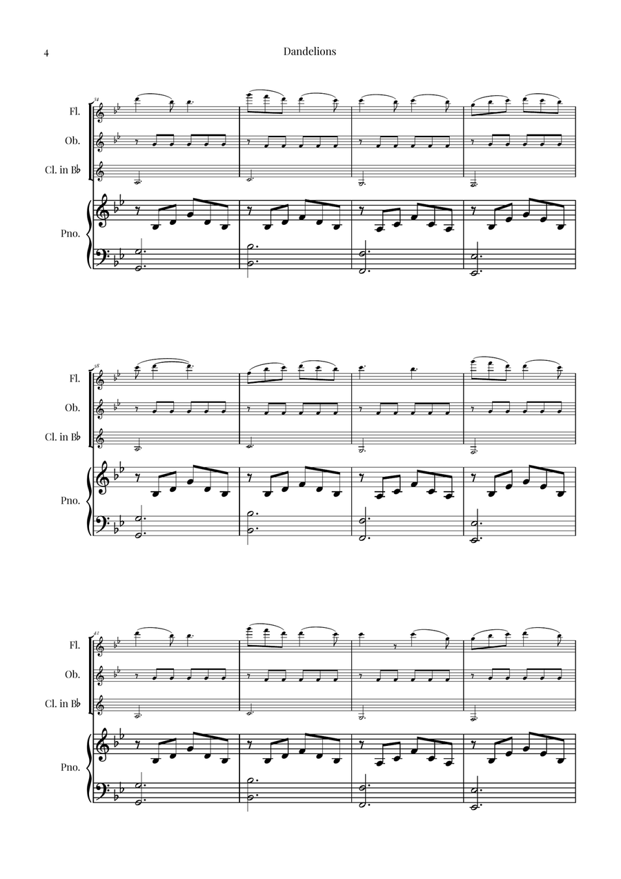 Dandelions Woodwind Trio scores gallery preview page 4