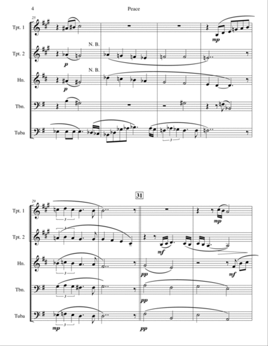 Peace Brass Quintet scores gallery preview page 4