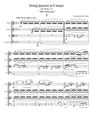 A.Dvorák String Quartet in F major - Op.96 No.12 " The American " Original - Full Score