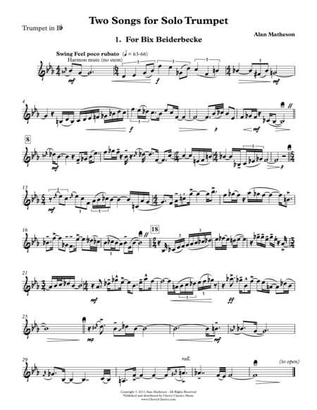 Two Songs for Solo Trumpet