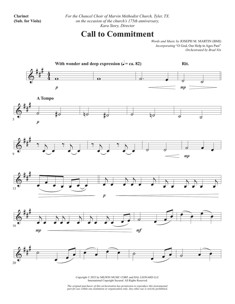 Call To Commitment - Clarinet 3 (Sub. Viola) Choir scores gallery preview page 1