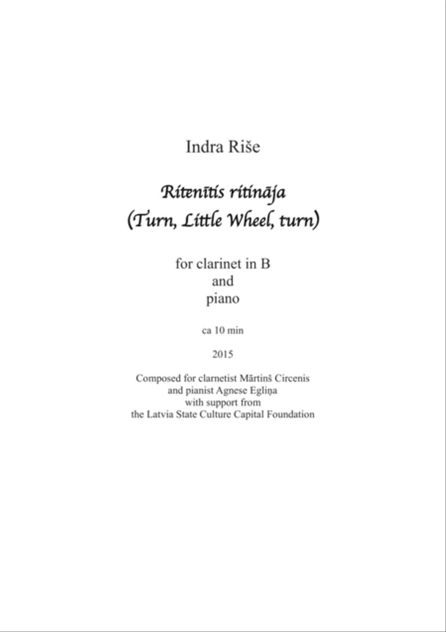 Turn, little Wheel, turn Clarinet Solo scores gallery preview page 1