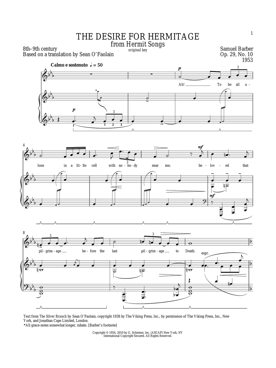 Desire For Hermitage, Op. 29, No. 10 High Voice scores gallery preview page 1