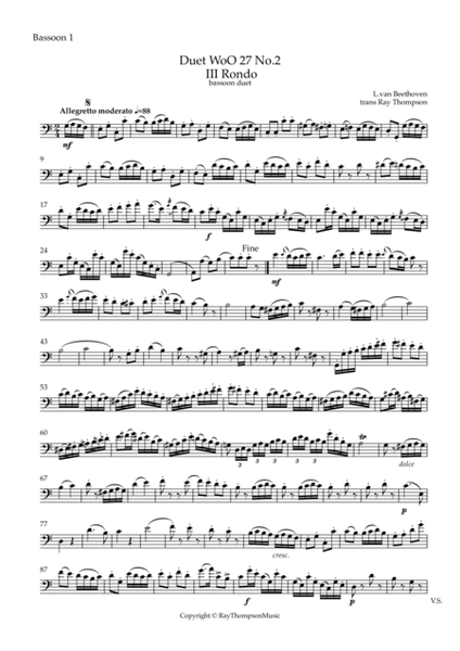 Beethoven: Wind Duet WoO 27 No.2 Mvt.III Rondo - bassoon duet image number null