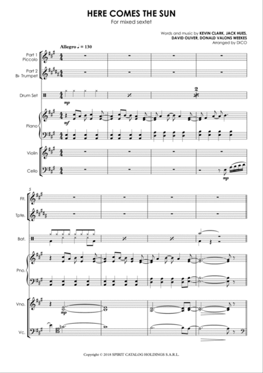 Here Comes The Sun Small Ensemble scores gallery preview page 2