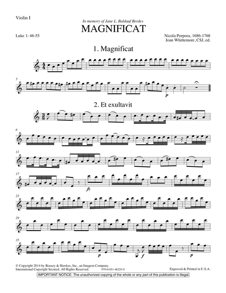Magnificat in A Minor - Violin 1