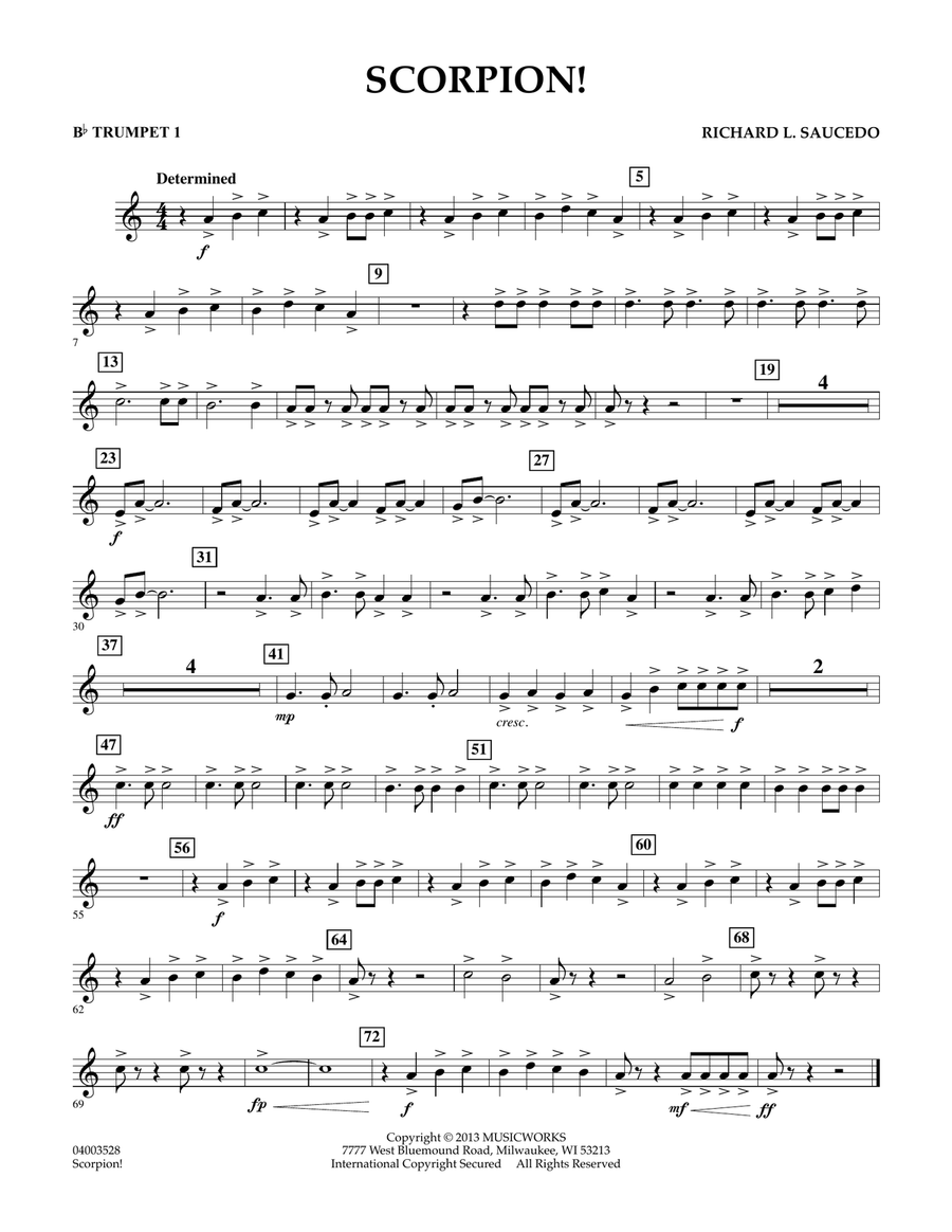 Scorpion! - Bb Trumpet 1 Concert Band scores gallery preview page 1