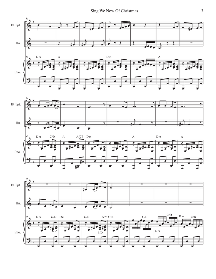 Sing We Now Of Christmas (Noël Nouvelet) (Duet for Bb-Trumpet & French Horn) Brass Duet scores gallery preview page 3