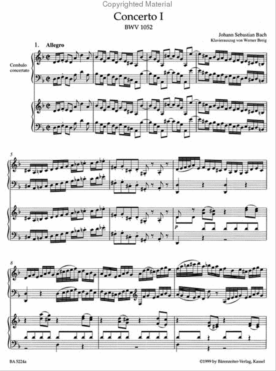 Concerto for Harpsichord and Strings No. 1 d minor BWV 1052 Harpsichord scores gallery preview page 3