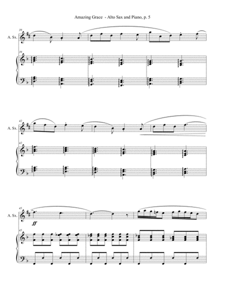 AMAZING GRACE Hymn Sonata (for Alto Sax and Piano with Score/Part) image number null