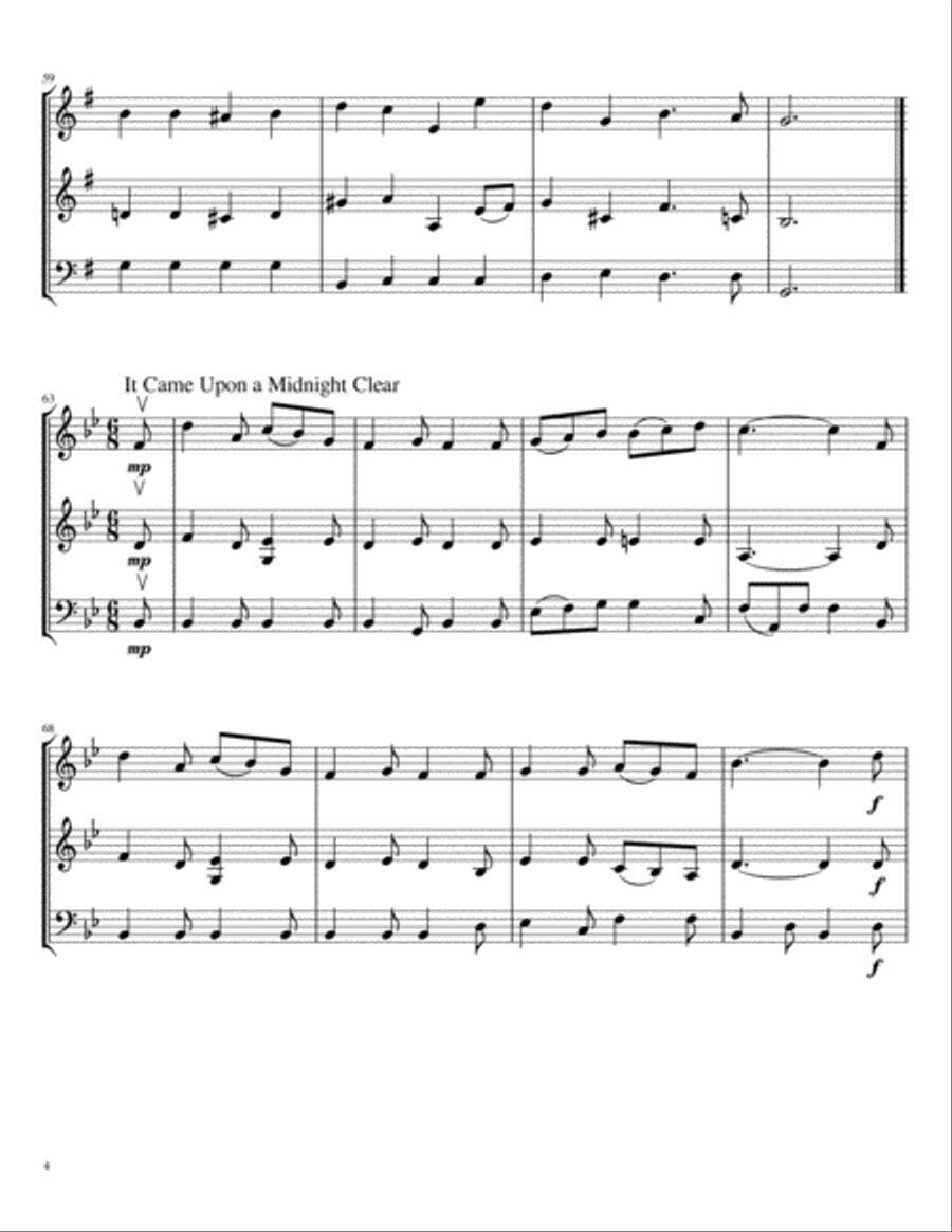 Carols for String Trio (two violins and cello), Volume I String Trio scores gallery preview page 5