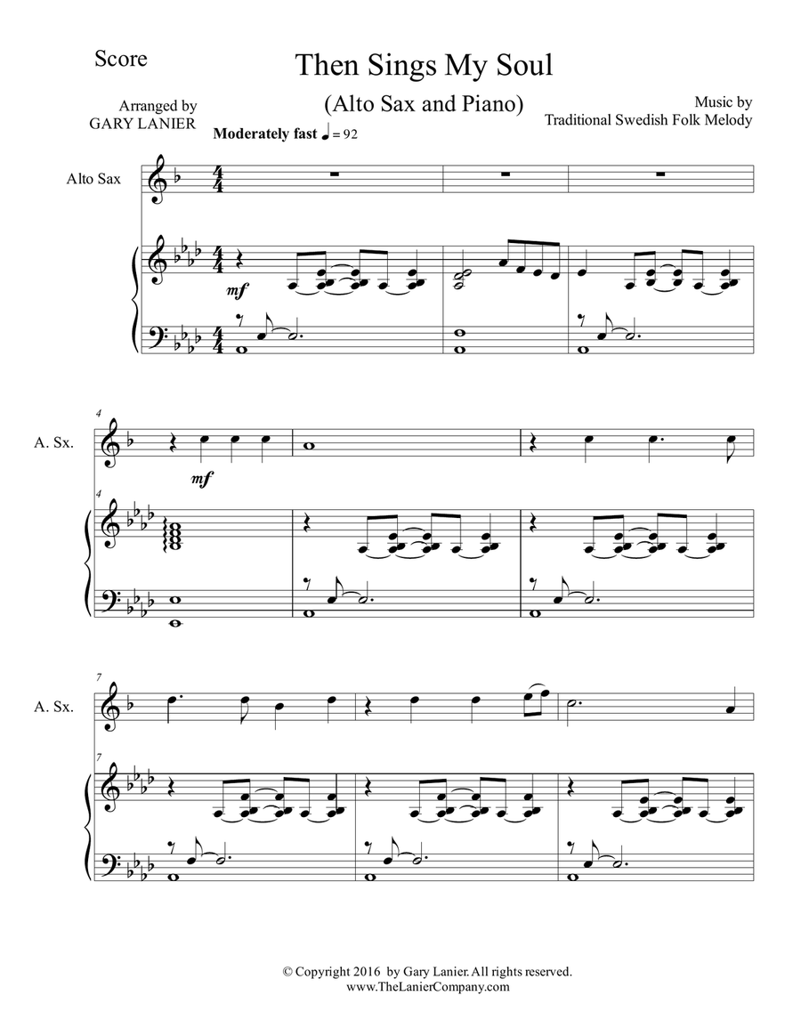 THEN SINGS MY SOUL (For Alto Sax & Piano with Parts) THEN SINGS MY SOUL (For Alto Sax & Piano with Parts) Alto Saxophone scores gallery preview page 2