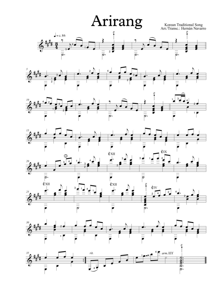 Arirang Acoustic Guitar scores gallery preview page 1