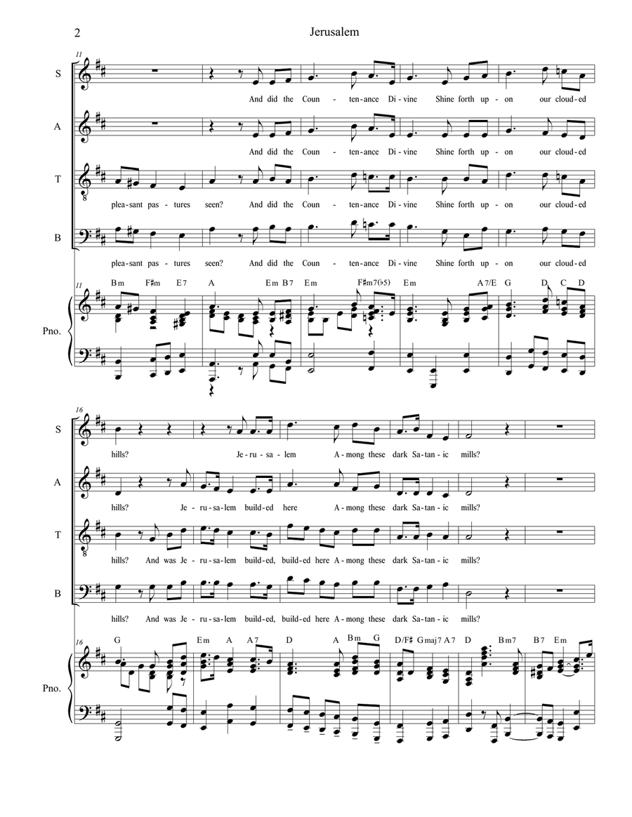 Jerusalem (SATB) 4-Part scores gallery preview page 2