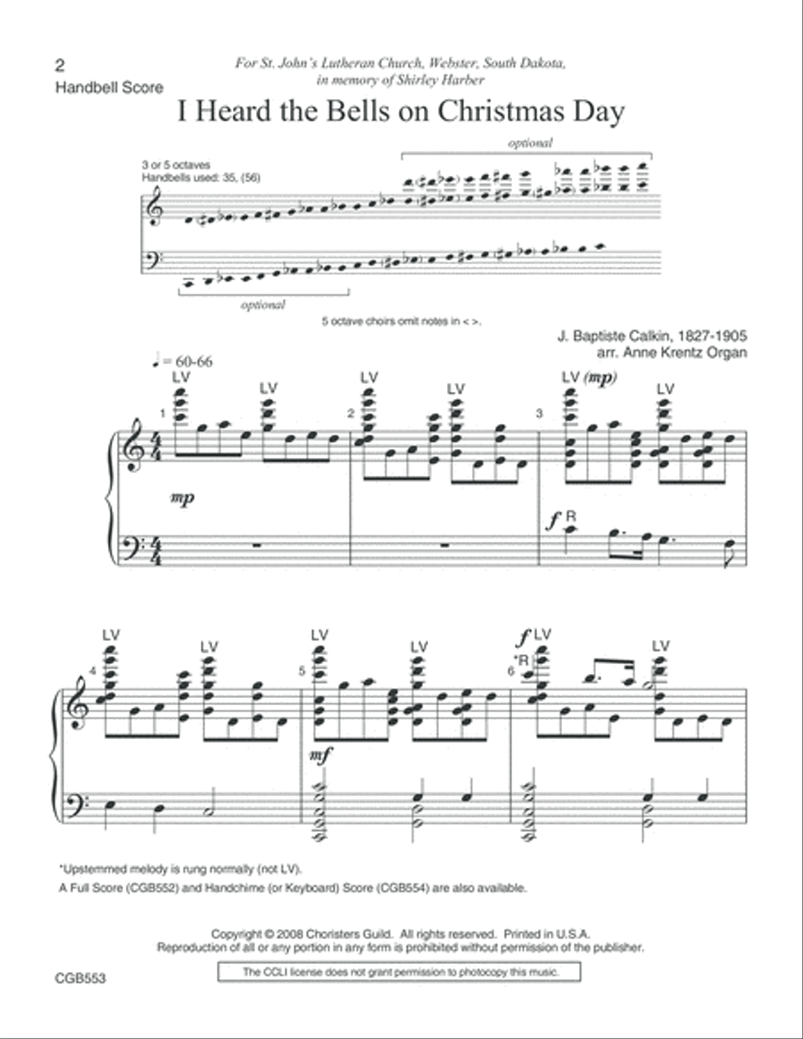 I Heard the Bells on Christmas Day (Handbell Score) Handbell Choir scores gallery preview page 2