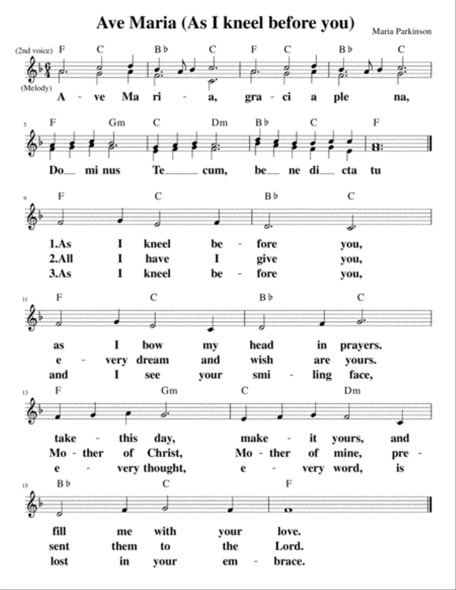 Ave Maria (As I Kneel Before You) SA scores gallery preview page 1