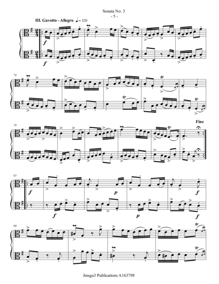 Loeillet: Sonata No. 3 for Viola Duo image number null