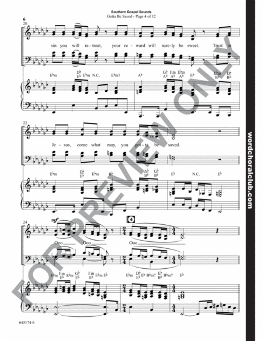 Southern Gospel Sounds - Choral Book 4-Part scores gallery preview page 7