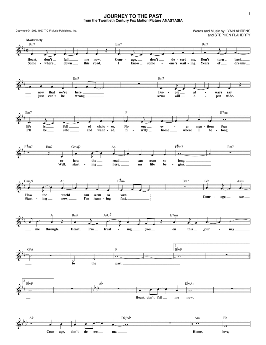 Journey To The Past Journey To The Past Piano scores gallery preview page 1