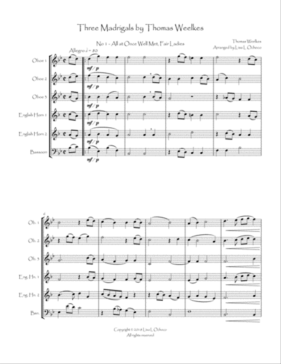 Three Weelkes Madrigals for Double Reed Choir Woodwind Ensemble scores gallery preview page 4