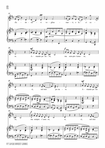 Bononcini - Per la gloria d'adorarvi in D Major for voice and piano image number null