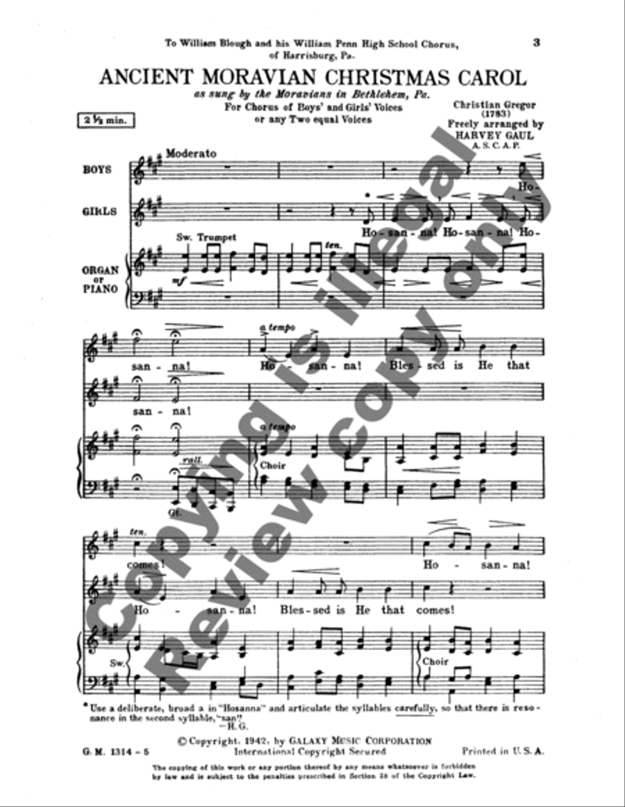 Ancient Moravian Christmas Carol 2-Part scores gallery preview page 6