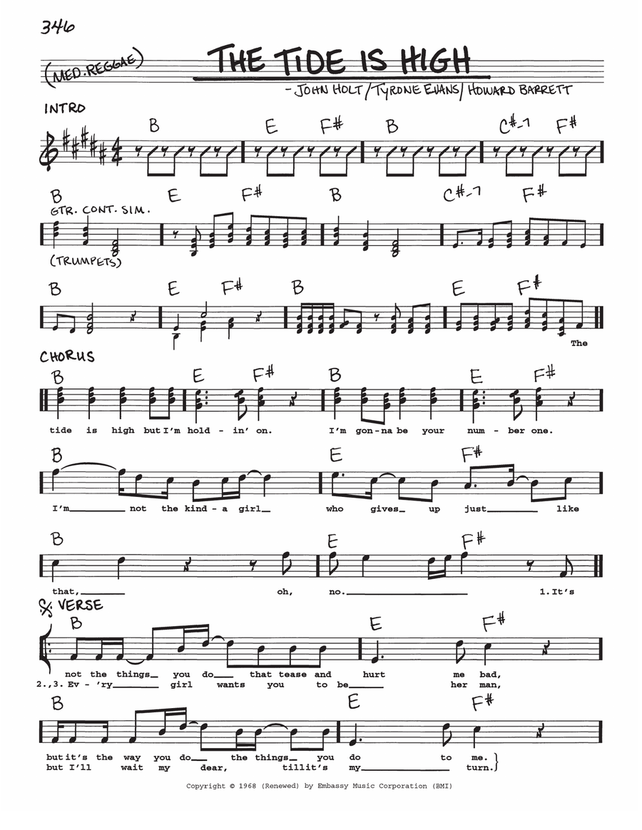 The Tide Is High Voice scores gallery preview page 1