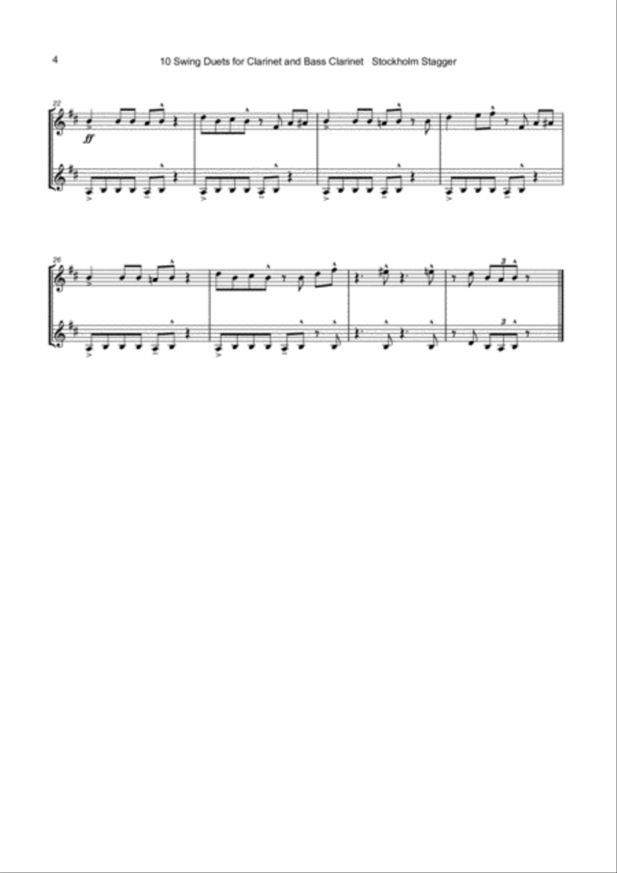 10 Swing Duets for Clarinet and Bass Clarinet Woodwind Duet scores gallery preview page 5