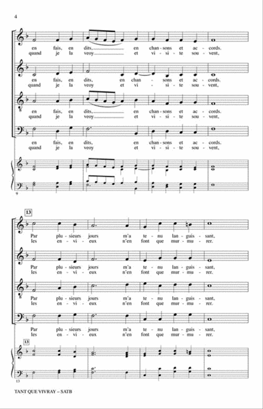 Tant Que Vivray 4-Part scores gallery preview page 3