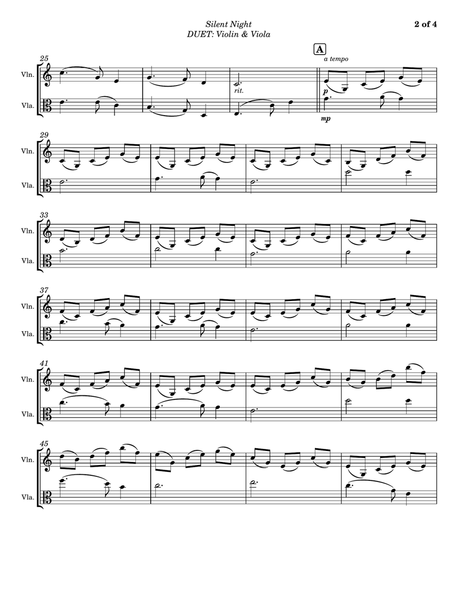 Silent Night - Duet for Violin & Viola String Duet scores gallery preview page 2