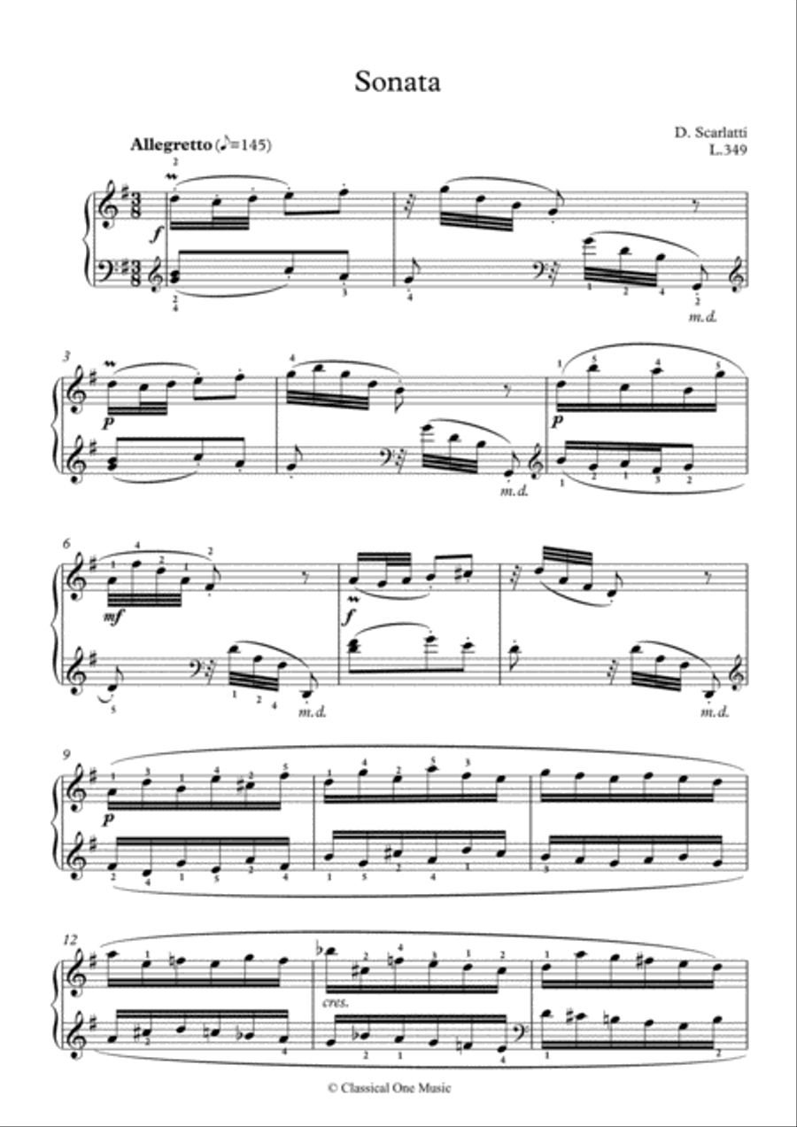 Scarlatti-Sonata in G-Major L.349 K.146(piano) Piano Solo scores gallery preview page 2