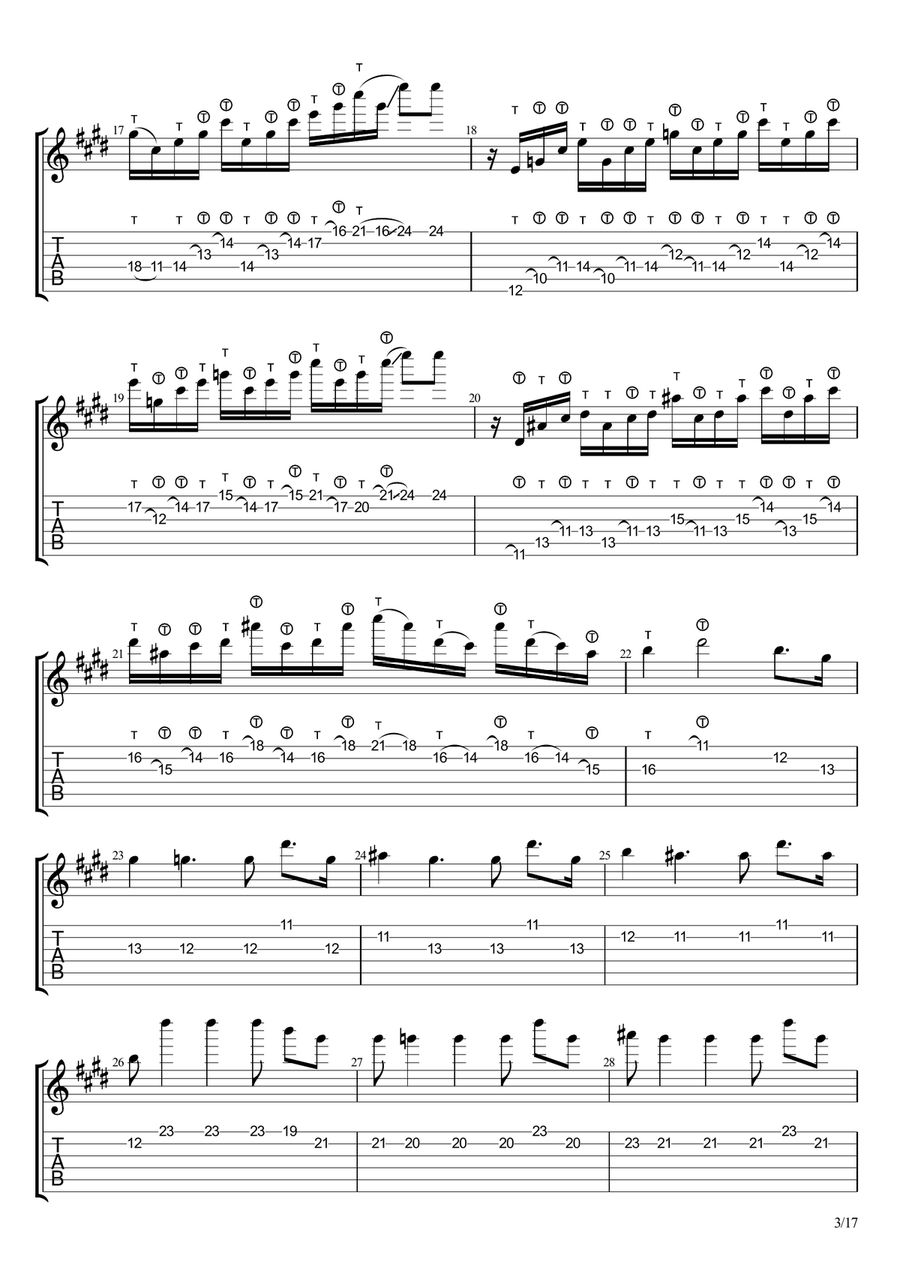 Moonlight Sonata C# Minor 3rd Movement solo Classical Guitar scores gallery preview page 3