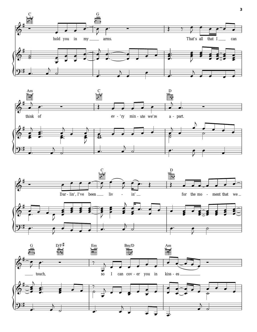 Cover You In Kisses Piano, Vocal, Guitar scores gallery preview page 3