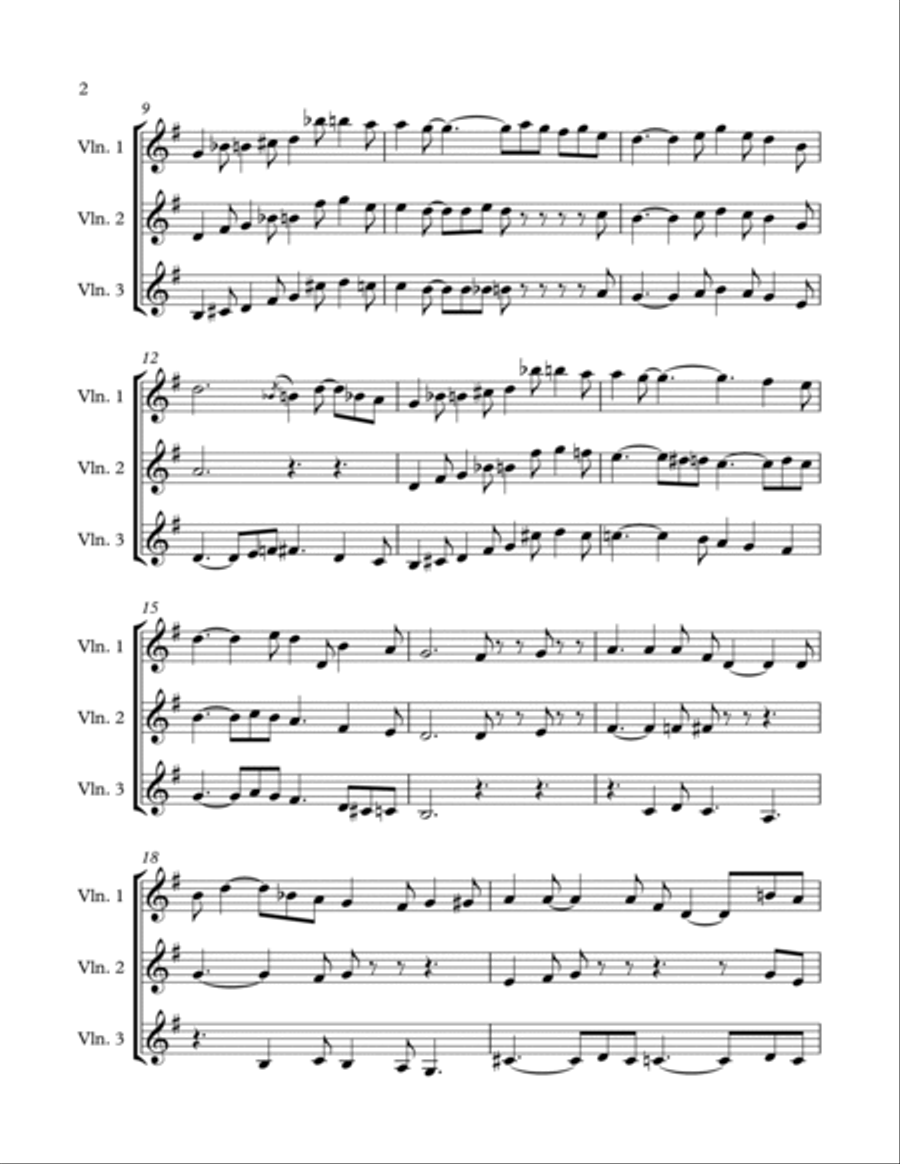Yclept for three violins String Trio scores gallery preview page 2
